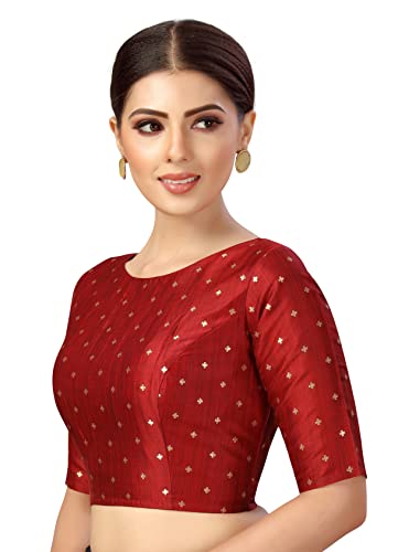 Studio Shringaar Women's Polyester Elbow Length Sleeve Pastel Tie N Dye Print Saree Blouse