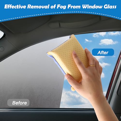 Image of 4PCS Window Defogger Sponge, Pletpet Car Windshield Defogger Sponge Reusable Yellow Mirrors Glass and Windows Defogging Sponge for Fast Defogging and Water Absorption for Windshields