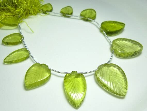 Fil de Quartz Citron feuilles sculptées pour fabriquer un cadeau fait main inoubliable
