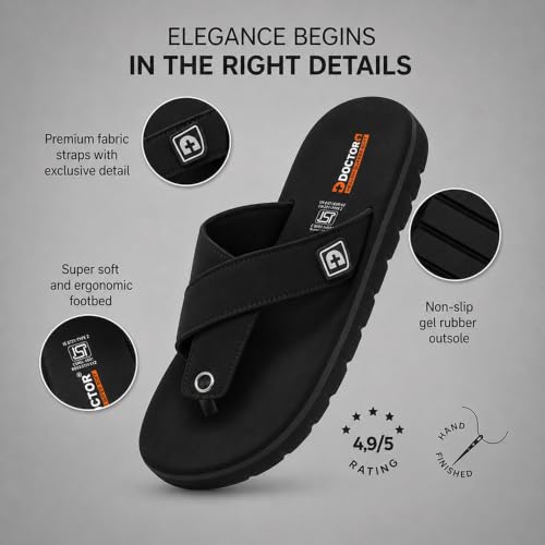 DOCTOR HEALTH SUPER SOFT Men's Black Flip Flops - Image 7