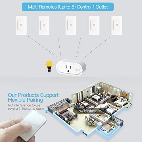 Loratap Remote Control Outlet Plug With Remote, Grounded Outlet, 656Ft Range Wireless Switch For Indoor Lamps And Household Appliances, No Hub Required, White (16A Wireless Outlet And Switch) #TOP5