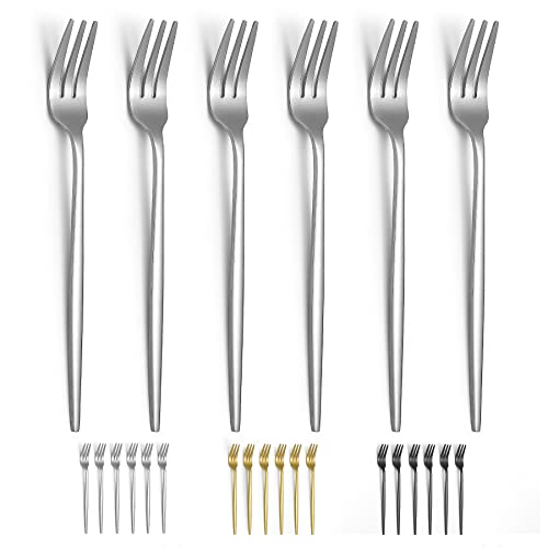 Evanda Dessertgabeln 6er Pack 16,5cm, Edelstahl Kuchengabel, Familie Vorspeisengabel für Obst, Kuchen, Käse, Partytrips, Cafés, Restaurants, leicht zu reinigen, spülmaschinenfest