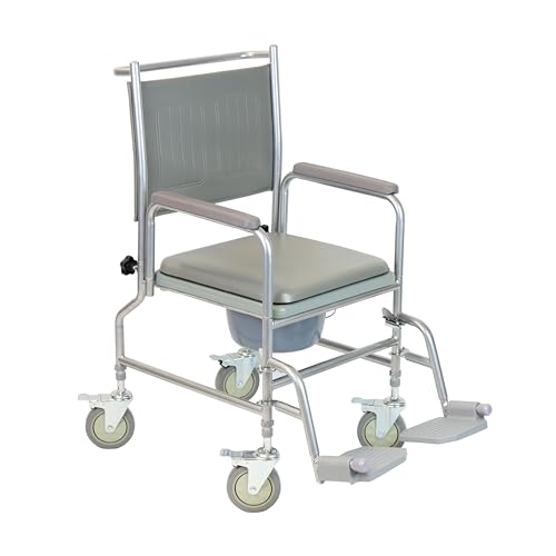 Chaise percée à roulettes garde-robe médicale siège rembourré et hauteur ajustable S30063