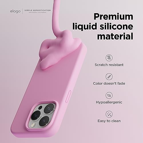 Image of elago Compatible with iPhone 15 Pro Case, Liquid Silicone Case, Full Body Protective Cover, Shockproof, Slim Phone Case, Anti-Scratch Soft Microfiber Lining, 6.1 inch (Hot Pink)