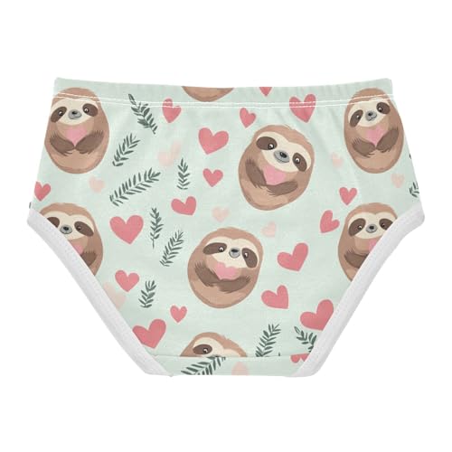Wusikd Cute Sloths Pink Hearts Leaves Girls' Underwear Cotton Girls Briefs Soft Toddler Underwear 2T2