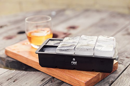 Rippl Ice Cube Tray - Silicone Ice Cube Tray - Ice Cube Tray With Large 8 Cavity Silicone Mold - Will Make Big Ice Cubes For Whiskey - Set Of (2) In Black #TOP6