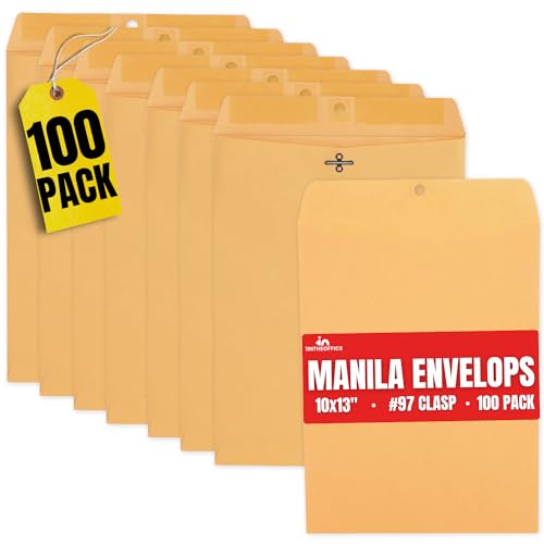 1InTheOffice Envelopes Manila 25 x 30 cm, Envelopes Kraft #97, Envelope com Selo, Fecho, Manila, Pac
