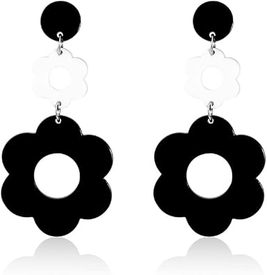 60 70s Big Acrylic Daisy Flower Petal Drop Dangle Earrings Stud Resin Floral for Women Cfboyolorful Summer Y2k Holiday Jewelry