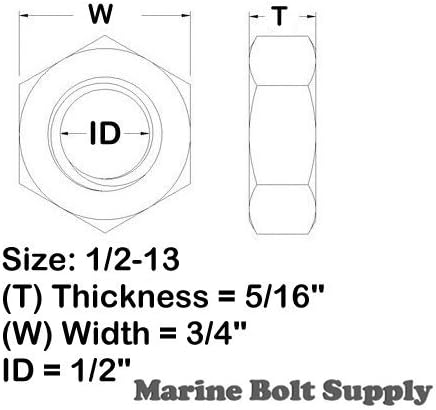 Type 18-8 Stainless Steel Thin/Jam Nuts - Marine Bolt Supply (1/2-13 (pack of 25)) image 3
