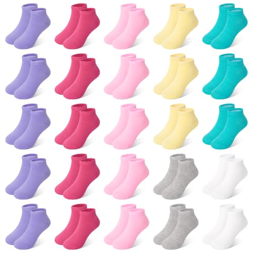 Image of 25 Pairs Girls Ankle Socks, Low Cut Toddler Kids Socks for Ages 1-14 | Colorful Cute Low Cut Socks, Soft Casual Daily Wear Socks for Girls