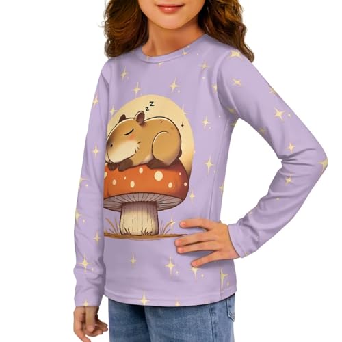 Image of Girls Long Sleeve Shirts Casual Crewneck Soft T-shirts for Girls 3-16 Years Old