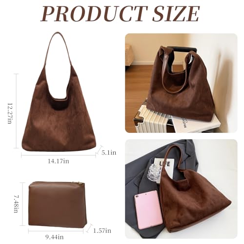 Bolso Tote de Ante Marrón para Mujer miniatura 4