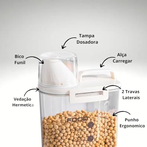 Porta Dispenser Pote Sabão Amaciante Lavanderia Raçao Cereal Arroz Graos Farinha 2l