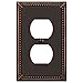 Amerelle 74DDB Imperial Bead Wallplate, 1 Duplex Outlet, Cast Metal, Aged Bronze, 1-Pack, Double Toggle