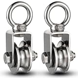 Heavy Duty Pulley Wheel with 2 Bearings (2 Pack), Smooth Rotation Pulley System – Ideal Washing Line Pulley, Pulley Block & Block and Tackle Pulley System for Home, Garage & Garden Use