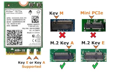 Kit Wi-Fi 6E Killer Series AX1675x para escritorio | 2,4 Gbps | Bluetooth 5.3 | PCIe x4 | Banda triple 2,4/5/6 GHz miniatura 4