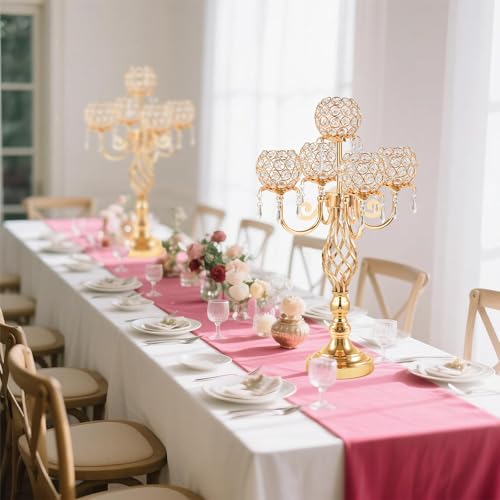 Candelabro decorativo de cristal de 5 brazos como regalo de aniversario 8