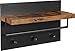 Produktbild IN-HOMEXL | Wand-Garderobe im Industrial Design, Vintage mit 3 Haken, Stange und Ablage 40 x 60 x 21,5 cm | Schwarz/Braun