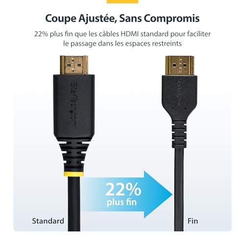 Câble HDMI 2.0 blindé en fibre d'aramide StarTech.com 2m pour TV 4K - 4