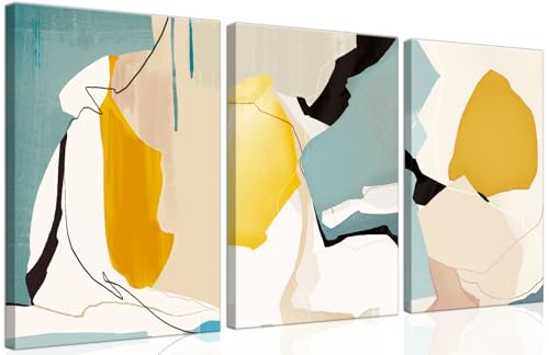 Abstract Wall Art Set of 3 – Modern Mid Century...