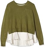Pullover mit Satin Saum ONLY Damen ONLLATISCHA Pullover, Grün(Martini OliveW. Pumice Satin), 42 (Herstellergröße: XL)
