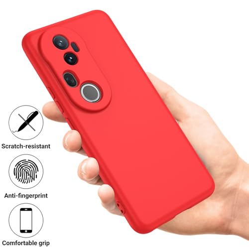 Image of Back Cover for Vivo T4 Ultra 5G | Full Camera Protection | Premium Liquid Silicon Case | Flexible Bumper Case for Vivo T4 Ultra 5G (Red)