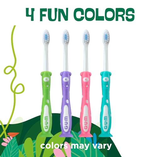 Image of GUM Monsterz Kids Toothbrush for Children & Toddlers, Soft Bristles with Suction Cup Base, Ages 2+, 1 Count (Pack of 6)