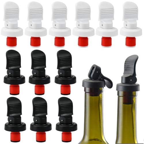 WEFHEF 12 PCS Tapones para Botellas de Vino, Tapón de Vino de Goma, Reutilizable, a Prueba de Fugas, Tapones Herméticos para Botellas de Cerveza, Champán, Bebidas