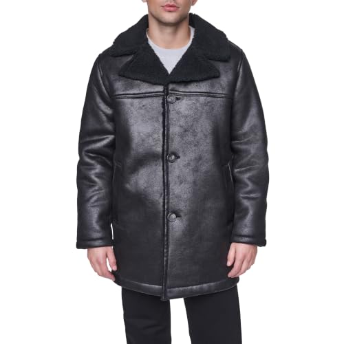 Levi's Men's Single Breasted Long Faux Shearling Coat, Black, XX-Large by Levi's - Used condition - US$139.19