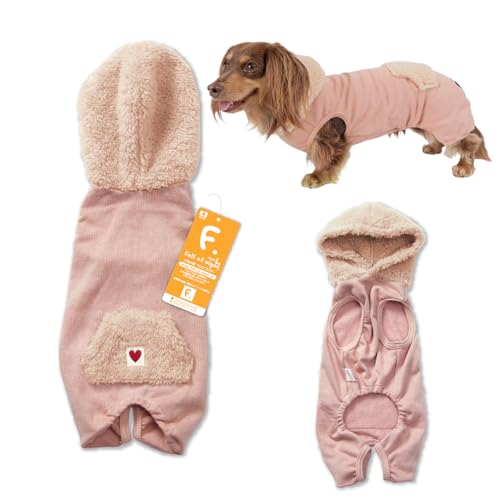 小型犬 ボア フード パーカー ポケット ウール 裏毛 つなぎ ロンパース 犬の服 フルオブビガー 6/ピンク NML