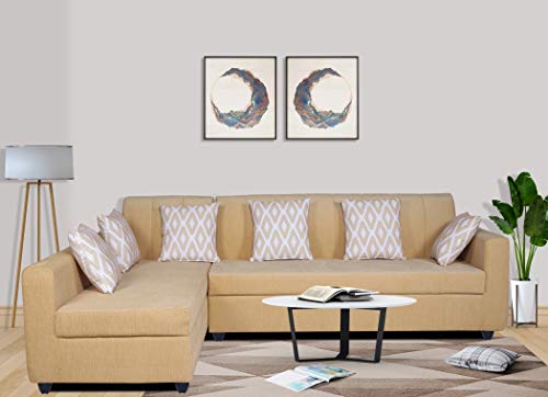 Image of Adorn India Rio Highback L Shape 6 Seater Sofa Set (Left Side Handle) (Beige)