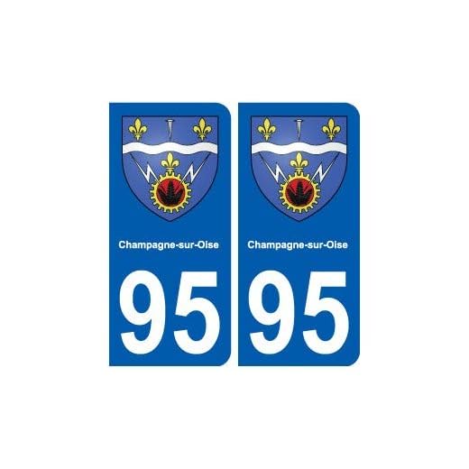 95 Champagne-sur-Oise blason autocollant plaque stickers ville - Angles : droits
