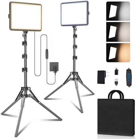 2-Pack LED Photography Lighting Kit, Arsoer 15W Bi-Color Video Li...