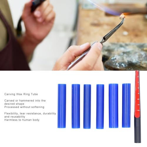 6Pcs Carving Wax Ring Tube for Making Rings, Carving Wax Tube for Ring M ould Jewelry Casting Round Hole, Hard Casting Making Molding Material Kit with Ring Wax Cutter
