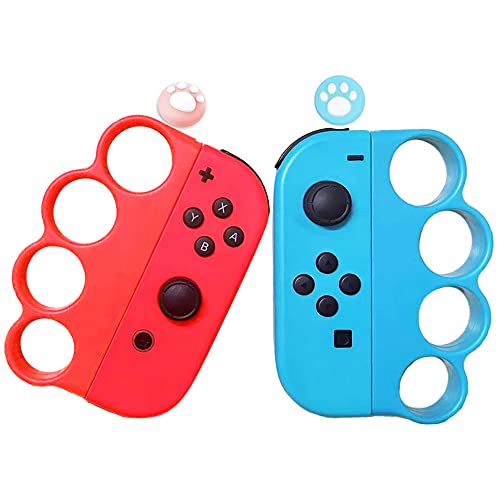Fit Boxing(フィットボクシング)/Fit Boxing 2対応 コントローラー グリップ ハンドル For Switch Joy-Con 親指キャップ(猫の爪)x2 ボクシングゲームグリップ 紛失防止ロープ付き (ブルー&レッド) Fit Boxing(フィットボクシング)/Fit Boxing 2対応 コントローラー グリップ ハンドル For Switch Joy-Con 親指キャップ(猫の爪)x2 ボクシングゲームグリップ 紛失防止ロープ付き (ブルー&レッド)