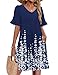 Zeagoo Kleider Damen Kurzarm V-Ausschnitt Sommerkleid Blumen Tunika Kleid Elegante A-Linie Minikleider mit Taschen Blau-Blumenmuster XXL