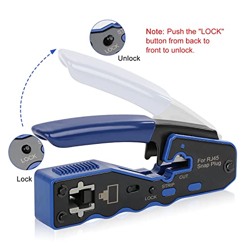 RJ45 Crimp Tool Kit Pass Thru Ethernet Crimper for Cat5e Cat6 Cat6a 8P8C Modu...