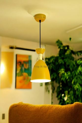 Image of Prop It Up Modern Pendant Light, Bell-Shaped Yellow Shade, Adjustable Height, Ceiling Mount, Without Bulb