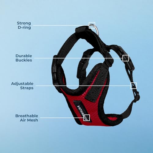 Image of Voyager Step-in Pet Harness - All Weather Mesh, Adjustable Step in Harness for Cats and Dogs by Best Pet Supplies - Red /Black Trim, XL