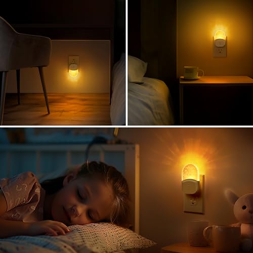 Image of DORESshop Led Night Lights Plug into Wall, 4 Packs Amber Dimmable Dusk to Dawn Night Light for Bedroom, Kids Room, Bathroom