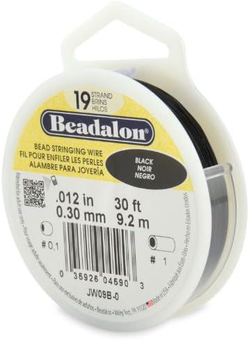 Beadalon Bead Stringing Wire - .012 in / .30 mm, Black, 30ft / 9.2m