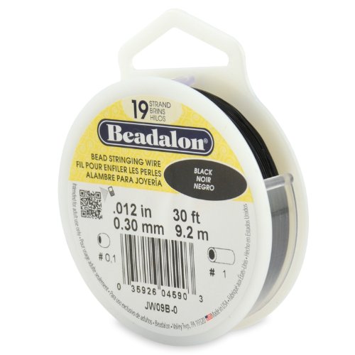 Beadalon Bead Stringing Wire - .012 in / .30 mm, Black, 30ft / 9.2m