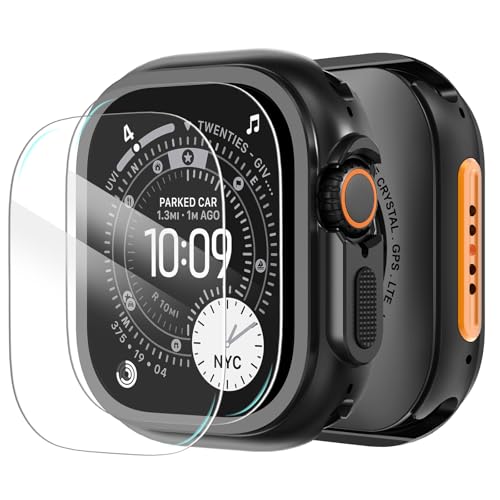 Coque en métal Apple Watch Ultra 2 49 mm pare-chocs fin premium avec vitre en verre trempé 9H