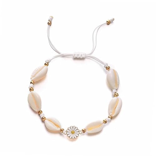 GAYEGF Braccialetto in conchiglia naturale, realizzato a mano, con conchiglie naturali intrecciate, Pietra