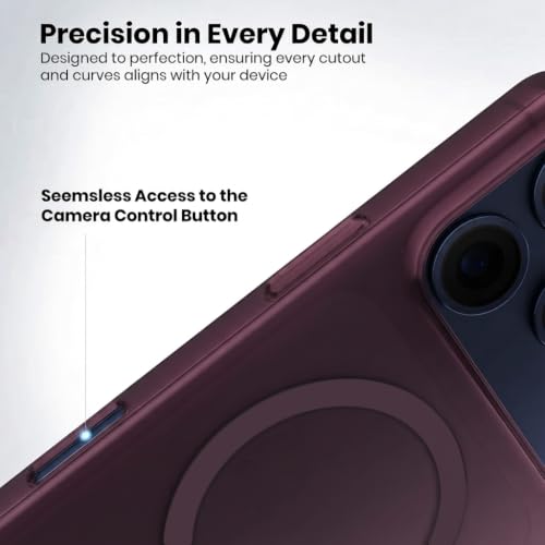 Image of DIZORO Matte Case for iPhone 17 Pro Compatible with MagSafe, Camera Lens Full Protection, Shockproof Translucent Frosted TPU Soft Phone Cover, Anti-Fingerprint (Burgundy)