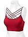 Women Sports Bra Criss Cross Strappy Wirefree Cami Bralette Crop Top RED SM