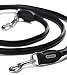 Jack & Russell Premium Leder Hundeleine 2,0m mit Edelstahl Karabiner - Hunde Lederleine mehrfach verstellbar – Rund-Leine, Führleine Davy (Schwarz)
