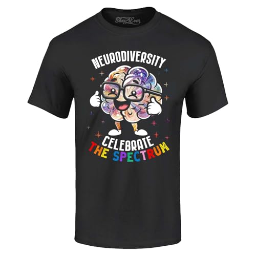 Neurodiversity Celebrate The Spectrum Autism Awareness Brain T-Shirt Large Black