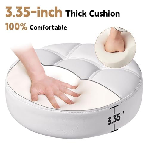 Image of Gold Rolling Stool Heavy Duty - 360Height Adjustable, Super Soft Thick Seat Cushion, Smooth Silent Rolling, Durable Rolling Stool Chair with Wheels for Salon Vanity Massage Medical, 450LBS (White 2)