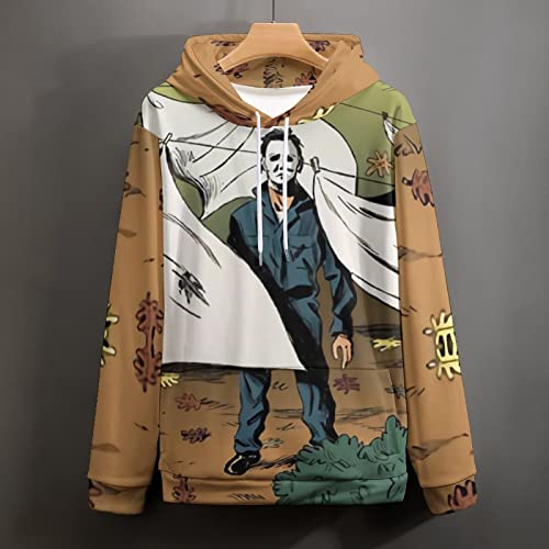 ZHANGXM Fashion All-Print Pullover Halloween Michael Myers 3D Printing Hoodie Sweatshirts Adult Men and Womens Casual Streetwear 4XL4
